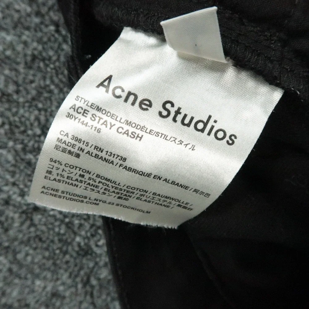 Acne Studios Jeans Mens 30x27 Black Ace Stay Cash Slim Straight 5 Pocket